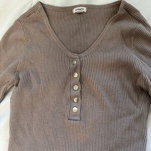 Garage Ribbed Button-Up Top